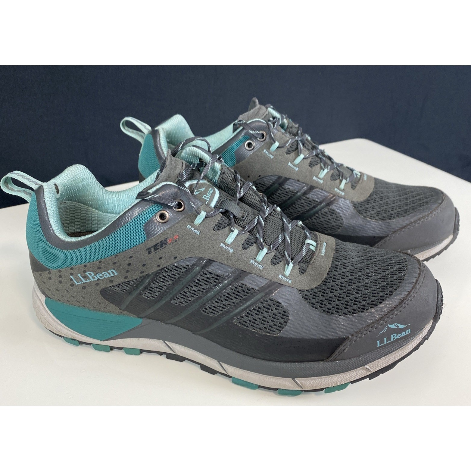 Ll Bean North Peak Tek 2.5 Women`S Size 10m Grey Green Hiking Shoes 503151